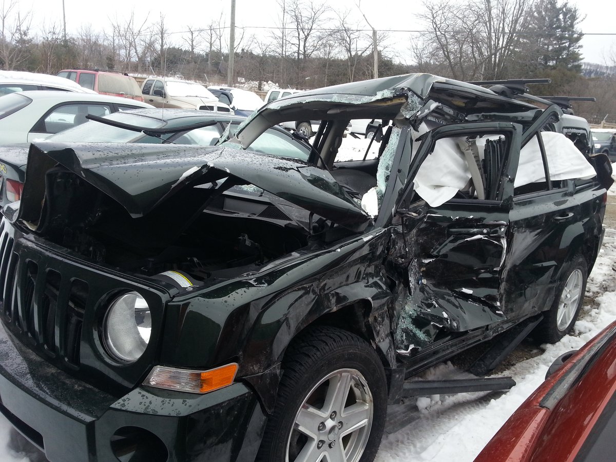 The wrecked car from Gina Kim's 2013 accident