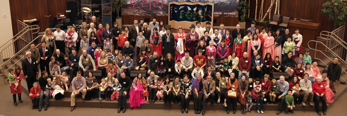 Gina Kim with the Korean church community in Canada