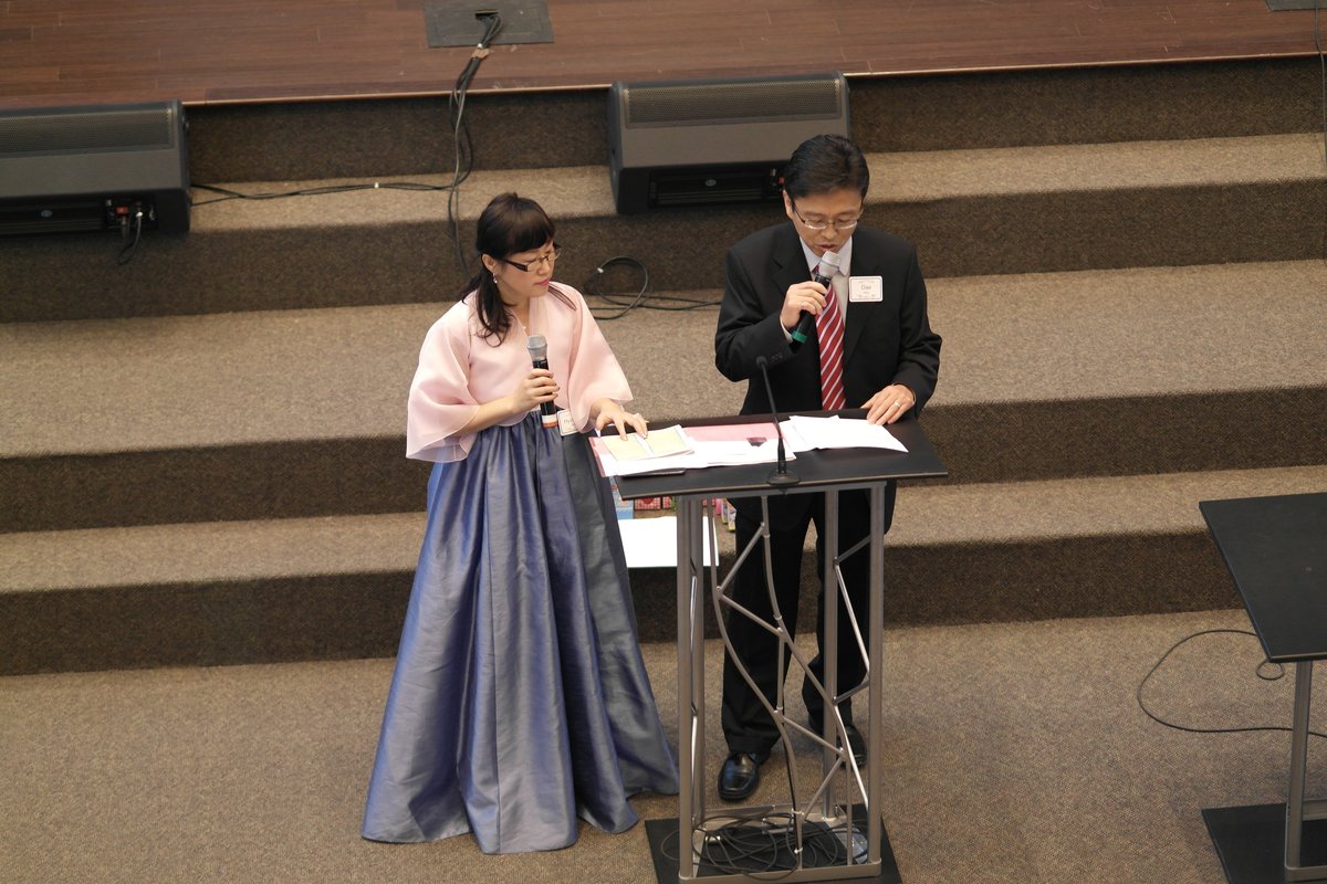 Gina Kim speaking at a Korean church event in Canada